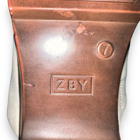 ZBY Womens Mule Booties Square Toe Block Heel Slip On Faux Suede Beige Size 7 - Picture 11 of 12